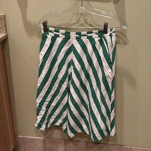 Anthropologie green and white chevron striped skirt